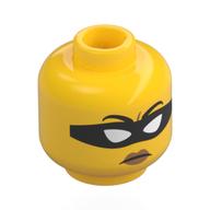 Minifig Head, White Eyes, Peach Lips, Black Eye Mask / Confused Gelb