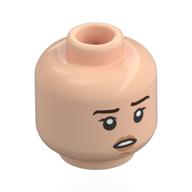 Minifig Head Nancy Wheeler, Dark Brown Eyebrows, Worried / Confused Light Nougat