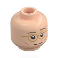 Minifig Head Henry Creel, Gold Glasses, Dark Tan Eyebrows, Cheek Lines Hellnougat
