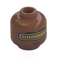 Minifig Head Geordi La Forge, Black Eyebrows, Gold Visor, Neutral / Smile with Teeth Medium Brown