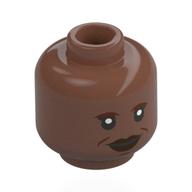 Minifig Head Guinan, Reddish Brown Eyebrows, Lips, Wrinkles, Smile, Open Mouth / Closed Mouth Medium Brown