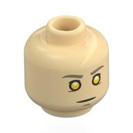 Minifig Head Data, Dark Tan Eyebrows, Gold Eyes, Neutral / Raised Eyebrow Tan
