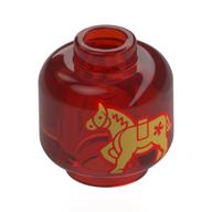 Minifig Head, Lantern with Gold Horses Print
