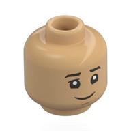 Minifig Head Richard "Data" Wang, Black Eyebrows, Open Mouth Surprised / Happy Warmes Beige