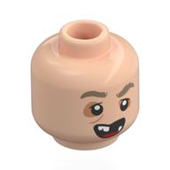 Minifig Head Lotney "Sloth" Fratelli, Dark Tan Eyebrows, Lopsided Eyes, Nougat Eyeshadow, Open Mouth, Broken Teeth Light Nougat