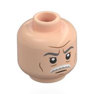 Minifig Head Colonel Yularen, Dark Bluish Grey Eyebrows, White Moustache, Nougat Lines, Neutral / Surprised Hellnougat