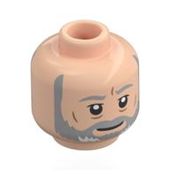 Minifig Head Obi-Wan Kenobi, Light Bluish Grey Eyebrows, Full Beard, Nougat Wrinkles, Neutral / Open Mouth Hellnougat