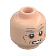 Minifig Head Sim Aloo, Light Nougat Eyebrows, Nougat Wrinkles, Grumpy / Open Mouth Smile Hellnougat