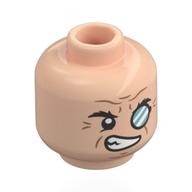 Minifig Head Penguin, Black Eyebrows, Nougat Lines, Monocle, Lopsided Scowl Hellnougat
