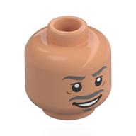 Minifig Head The Wizard, Dark Bluish Grey Eyebrows, Moustache, Open Mouth Smile Nougat