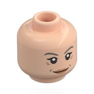 Minifig Head Madame Morrible, Dark Bluish Grey Eyebrows, Wrinkles, Smile, Closed Mouth/Open Mouth Light Nougat