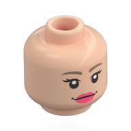 Minifig Head Glinda, Dark Tan Eyebrows, Coral Lips, Neutral / Open Mouth Smile Hellnougat