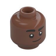 Minifig Head Blaise Zabini, Raised Black Eyebrow, Smirk Medium Brown