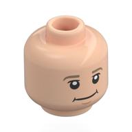 Minifig Head Augustus Gloop, Dark Tan Eyebrows, Neutral Smile / Chubby Cheeks, Reddish Brown Chocolate Stain Light Nougat