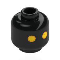 Minifig Head Jawa, Yellow Eyes, Orange Border print Black