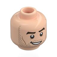 Minifig Head Peter Parker, Dark Brown Eyebrows, Stubble Bears, Lopsided Smile/Confused Hellnougat