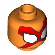 Minifig Head Charlotte Webber, Red X-Shaped Mask, White Eyes Orange