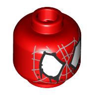 Minifig Head Hobie Brown, Silver Disorganized Spider Webbing, White Eyes with Dripping Black Border Rot