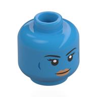 Minifig Head Aayla Secura, Eyebrows, Nougat Lips, Dark Blue Lines, Neutral / Angry Scowl Print Dark Azure