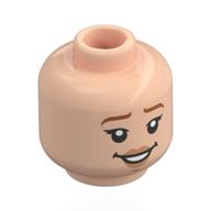 Minifig Head Nami, Dark Orange Eyebrows, Nougat Lips, Open Mouth Smile / Crying Light Nougat