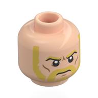 Minifig Head Zeff, Ochre Yellow Sideburns, Moustache, Eyebrows, Angry Stare Hellnougat