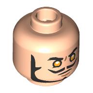Minifig Head Dracule Mihawk, Thick Back Eyebrows, Beard, Moustache, Yellow Eyes Hellnougat