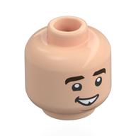 Minifig Head Neville Longbottom, Dark Brown Eyebrows, Tooth Gap, Open Mouth Smile / Scared Light Nougat