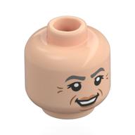 Minifig Head Pomona Sprout, Dark Bluish Grey Eyebrows, Crows Feet, Smile / Smirk Print Hellnougat