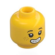 Minifig Head Drea Brickle, Eyebrows, Freckles, Smile with Braces / Frown Yellow