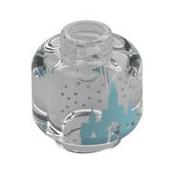 Minifig Head with Medium Blue Arendel Castle, Silver Stars print Trans-Clear