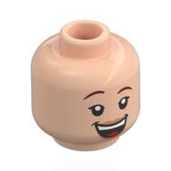 Minifig Head Jessie, Dark Red Eyebrows, Nougat Lips, Open Mouth Smile / Lopsided Smile Light Nougat
