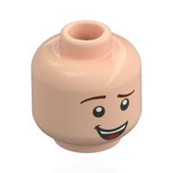 Minifig Head Woody, Dark Brown Eyebrows, Open Mouth, Nervous Smile / Lopsided Smile Hellnougat
