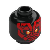 Minifig Head Darth Maul, Red Face, Yellow Eyes Print Black