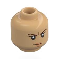Minifig Head Suki, Dark Brown Eyebrows, Frown / Open Mouth Warmes Beige
