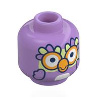 Minifig Head Chattermax, Bird, Bright Light Orange Beak, Eyes, Bright Light Yellow and Lavender Feathers Print Mittellavendel