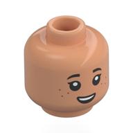 Minifig Head Isabella Delgado, Black Eyebrows, Open Mouth in Aww/Scared Nougat
