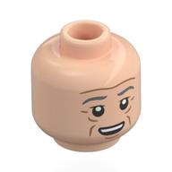 Minifig Head Bilbo Baggins, Light Bluish Grey Eyebrows, Wrinkles, Open Mouth Stare / Smirk, Raised Eyebrow Hellnougat