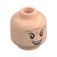 Minifig Head Sméagol, Thin Black Eyebrows, Closed Mouth Smile / Angry, Teeth Hellnougat