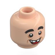Minifig Head LeFou, Thick Black Eyebrows, Open Mouth, Crooked Teeth / Closed Mouth Smile Hellnougat