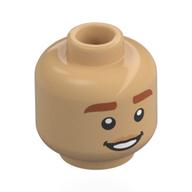 Minifig Head Beast, Dark Orange Eyebrows, Neutral / Open Mouth Smile Warm Tan