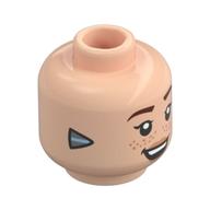 Minifig Head Aloy, Dark Red Eyebrows, Freckles, Metal Blue Triangle at Ear, Open Mouth Smile/Crooked Smirk Hellnougat