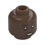 Minifig Head Dawn, Eyebrows, Dark Red Lips, Open Mouth Smile/Stern Closed Mouth Umber Brown