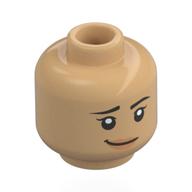 Minifig Head Natalie, Black Eyebrows, Nougat Lips, Pitiful Smirk / Open Mouth Surprised Warmes Beige