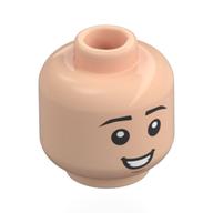 Minifig Head Henry, Child, Black Eyebrows, Open Mouth Smile / Scared Scream Light Nougat