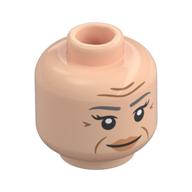 Minifig Head Sleeping Witch, Nougat Eyebrows, Wrinkles, Peach Lips, Open Eyes, Smile/Closed Eyes Light Nougat