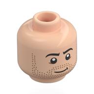 Minifig Head Winter Soldier, Black Eyebrows, Dark Brown Stubble Beard, Neutral Smile / Angry Hellnougat