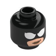 Minifig Head Spider-Woman, Face Mask, Light Nougat Face, White Spider Eyes, Angry Scowl/Smirk Black