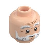 Minifig Head Professor Filius Flitwick, White and Dark Bluish Grey Eyebrows, Dark Tan Wrinkles, White Beard Print Hellnougat