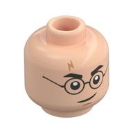 Minifig Head Harry Potter, Thick Black Eyebrows, Glasses, Smirk/ Bright Pink Swelling Hellnougat