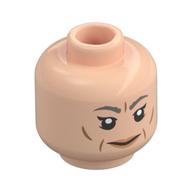 Minifig Head Madame Hooch, Light Bluish Gray Eyebrows, Cheek Lines, Pink Lips, Neutral / Smile and Yellow Glasses Print Light Nougat